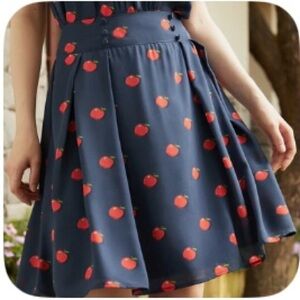 ModCloth Always an Antique High Waisted Pleated Lined Skirt in Apple Bliss